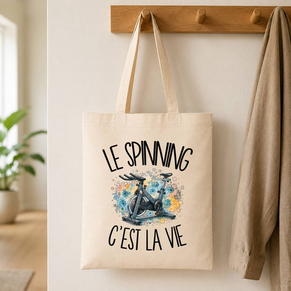 Tote Bag Beige Le spinning c'est la vie
