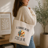 Tote Bag Beige Le Tournage sur Bois c’est la vie