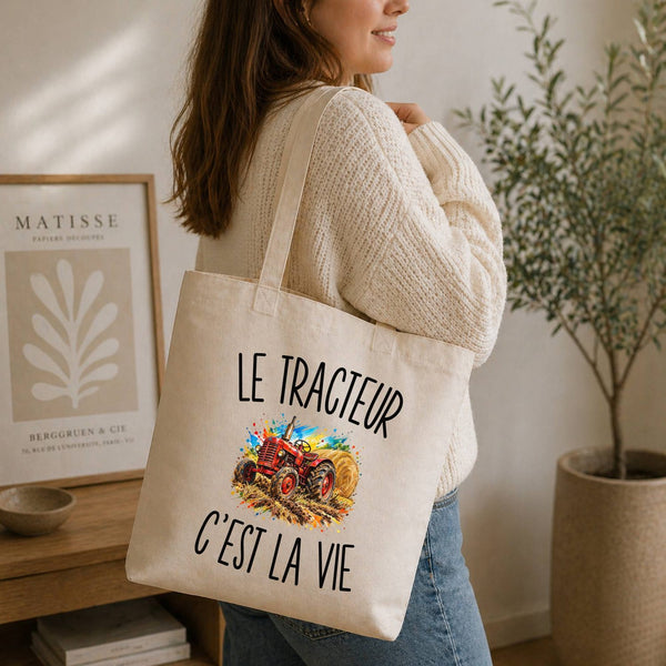 Tote Bag Beige Le Tracteur c’est la vie