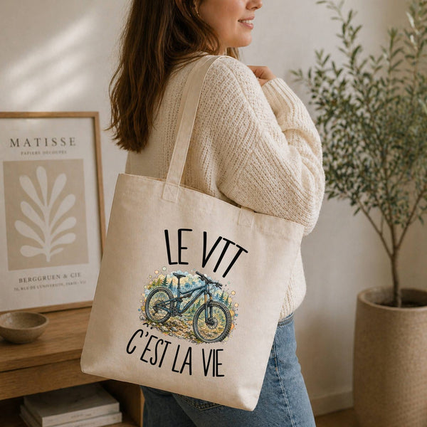 Tote Bag Beige Le VTT c'est la vie