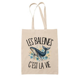 Tote Bag Beige Les baleines c'est la vie