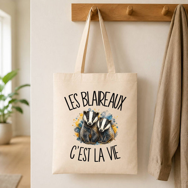 Tote Bag Beige Les blaireaux c'est la vie
