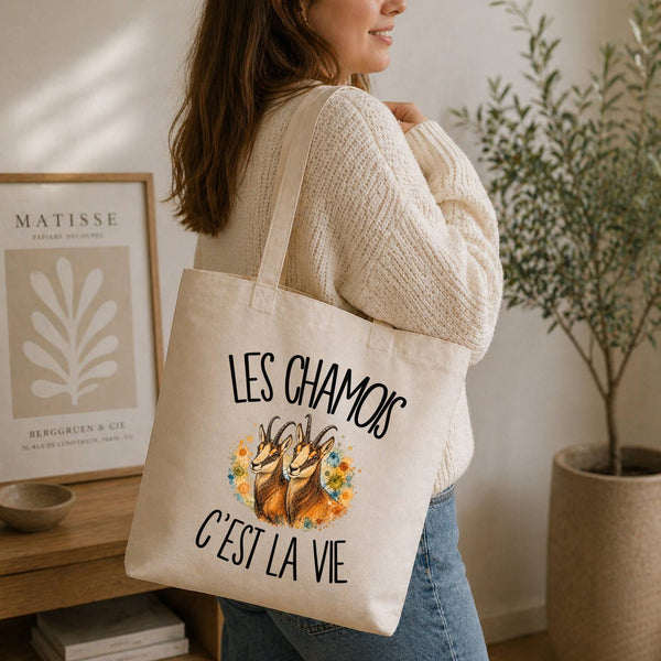 Tote Bag Beige Les chamois c'est la vie