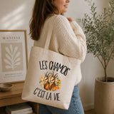 Tote Bag Beige Les chamois c'est la vie