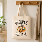 Tote Bag Beige Les chamois c'est la vie