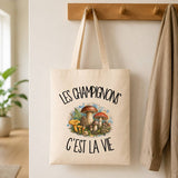 Tote Bag Beige Les champignons c'est la vie