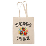 Tote Bag Beige Les coccinelles c'est la vie