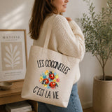 Tote Bag Beige Les coccinelles c'est la vie
