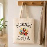 Tote Bag Beige Les coccinelles c'est la vie