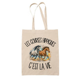 Tote Bag Beige Les courses hippiques c'est la vie
