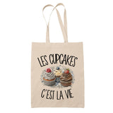 Tote Bag Beige Les cupcakes c'est la vie