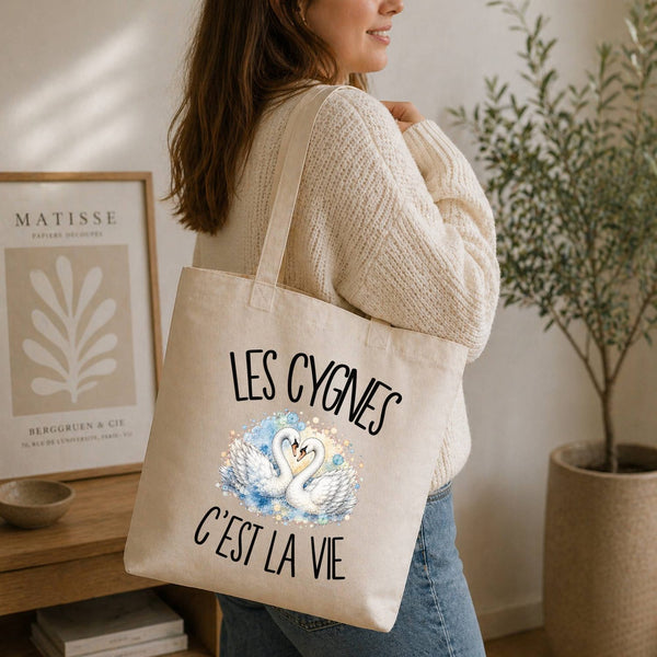 Tote Bag Beige Les cygnes c'est la vie