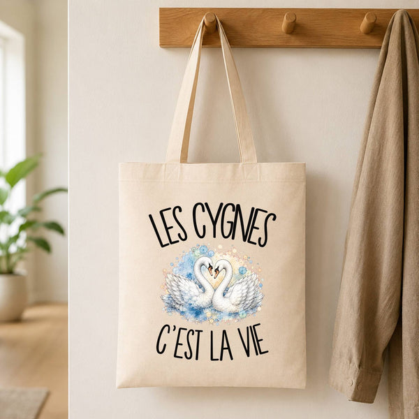 Tote Bag Beige Les cygnes c'est la vie