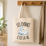 Tote Bag Beige Les cygnes c'est la vie