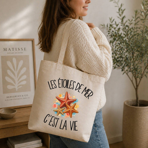 Tote Bag Beige Les étoiles de mer c'est la vie