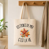 Tote Bag Beige Les étoiles de mer c'est la vie