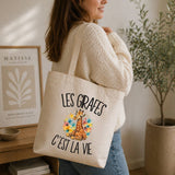 Tote Bag Beige Les girafes c'est la vie