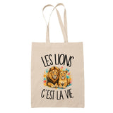 Tote Bag Beige Les lions c'est la vie