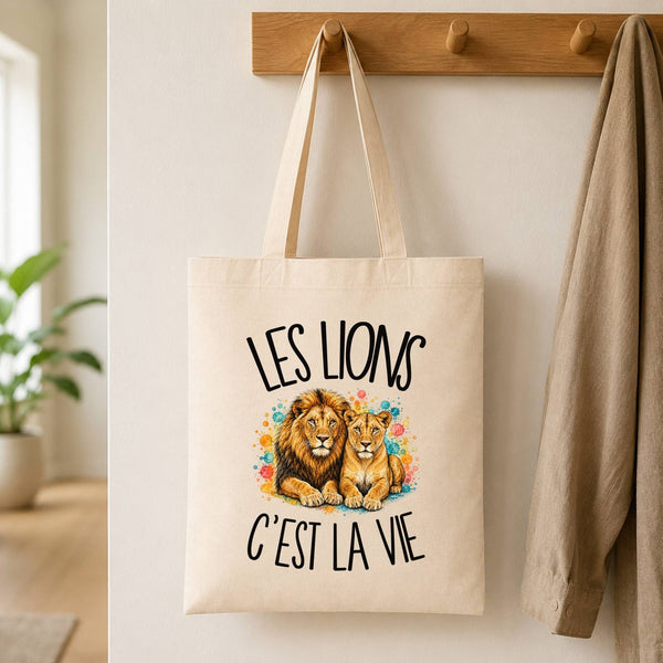 Tote Bag Beige Les lions c'est la vie
