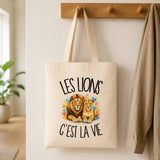 Tote Bag Beige Les lions c'est la vie