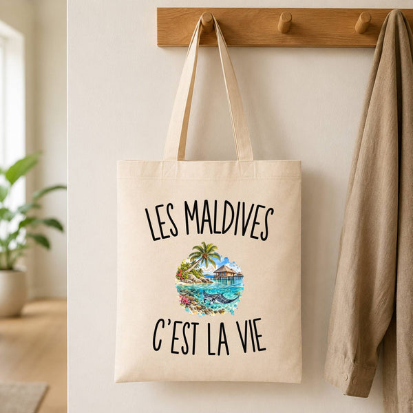 Tote Bag Beige Les Maldives c’est la vie