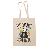 Tote Bag Beige Les pandas c'est la vie