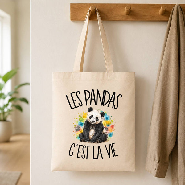 Tote Bag Beige Les pandas c'est la vie