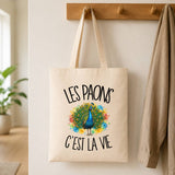 Tote Bag Beige Les paons c'est la vie
