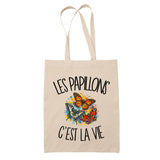 Tote Bag Beige Les papillons c'est la vie
