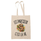 Tote Bag Beige Les paresseux c'est la vie