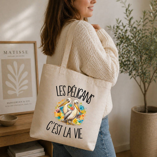 Tote Bag Beige Les pélicans c'est la vie