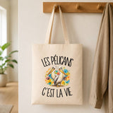Tote Bag Beige Les pélicans c'est la vie