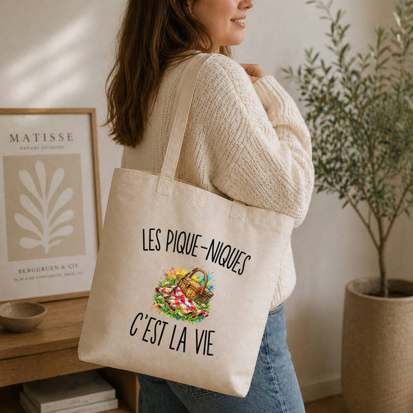 Tote Bag Beige Les Pique-Niques c’est la vie