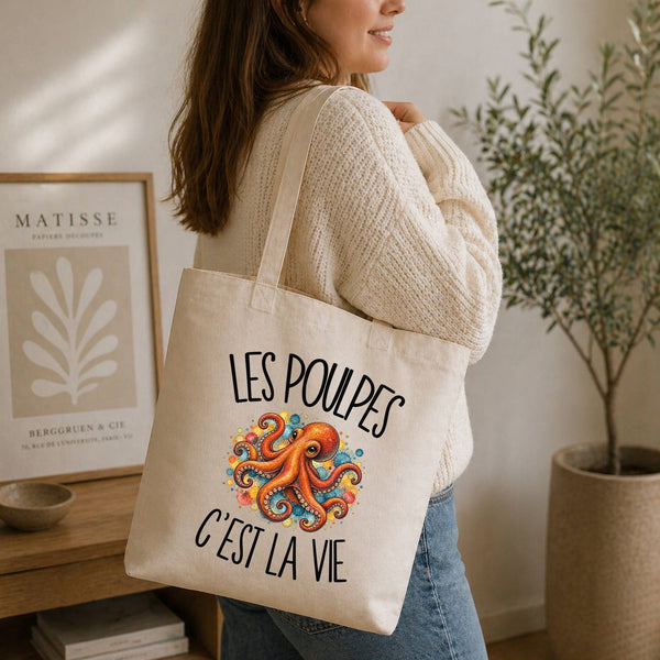 Tote Bag Beige Les poulpes c'est la vie