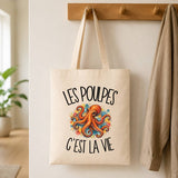 Tote Bag Beige Les poulpes c'est la vie