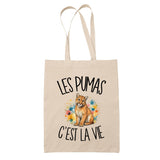 Tote Bag Beige Les pumas c'est la vie