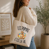 Tote Bag Beige Les pumas c'est la vie