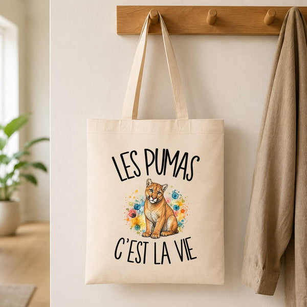 Tote Bag Beige Les pumas c'est la vie