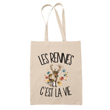 Tote Bag Beige Les rennes c'est la vie