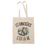 Tote Bag Beige Les rhinocéros c'est la vie