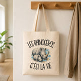 Tote Bag Beige Les rhinocéros c'est la vie