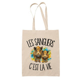 Tote Bag Beige Les sangliers c'est la vie