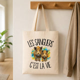 Tote Bag Beige Les sangliers c'est la vie