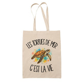 Tote Bag Beige Les tortues de mer c'est la vie