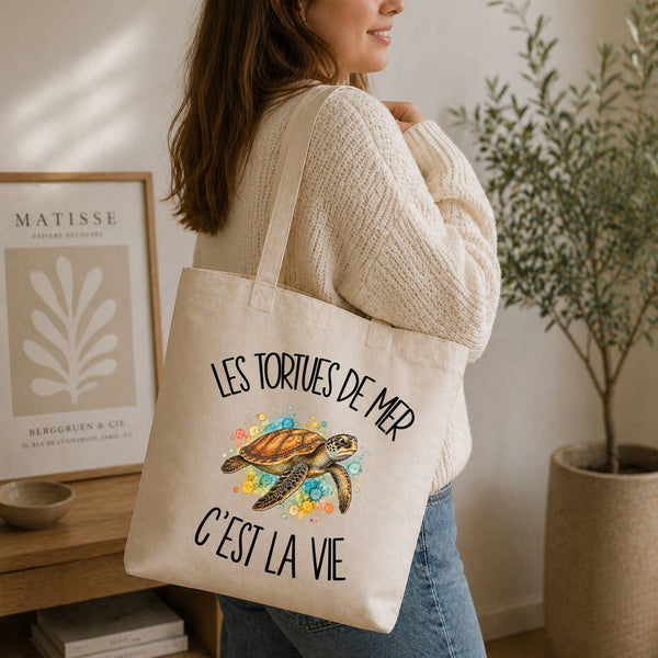Tote Bag Beige Les tortues de mer c'est la vie
