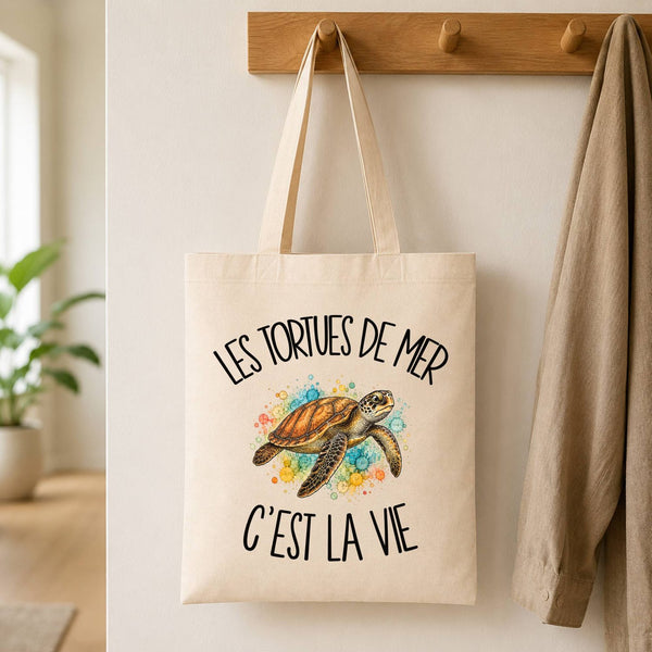 Tote Bag Beige Les tortues de mer c'est la vie