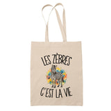 Tote Bag Beige Les zèbres c'est la vie