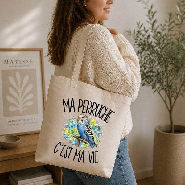 Tote Bag Beige Ma perruche c'est ma vie