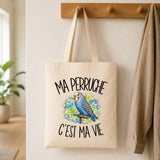 Tote Bag Beige Ma perruche c'est ma vie