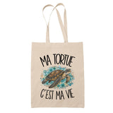 Tote Bag Beige Ma tortue c'est ma vie